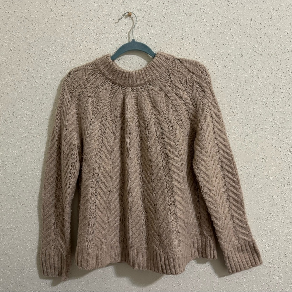 Tuckernuck Ecru Royal Peacock Chunky Cable Knit Sweater
